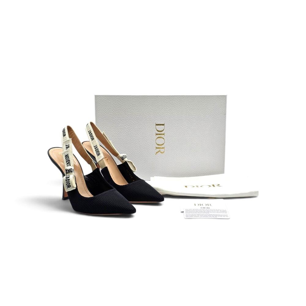 Christian Dior J'Adior Slingback Pumps in Black Technical Fabric EU 37 US 7
